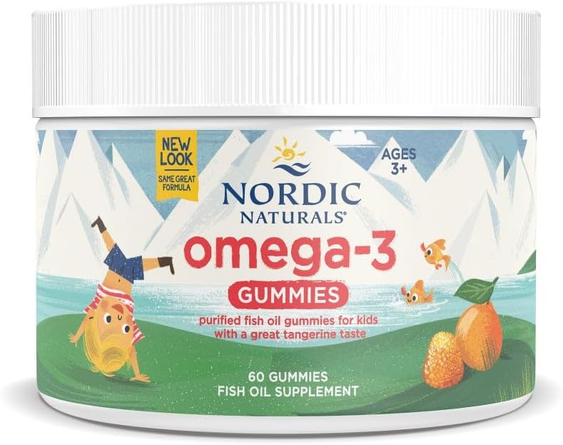 Nordic Naturals Nordic Omega-3 Gummies, Tangerine - 60 Gummies - 82 mg Total Omega-3 con EPA " DHA - Non-GMO - 30 Servimientos