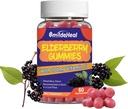 Gummies de Elderberry, Extracto de Elderberry 300mg, con Vitamina C y Zinc, Strawberry Flavor Gummies, Non-GMOs, Gluten Free, Vegan-Friendly, Immune Support, 60 Condes