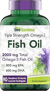 tnvitamins Burpless Omega-3 Fish Oil: 2000mg - 90 Softgels  1400mg Total Omega-3 Fatty Acids (800mg EPA &amp; 600mg DHA)