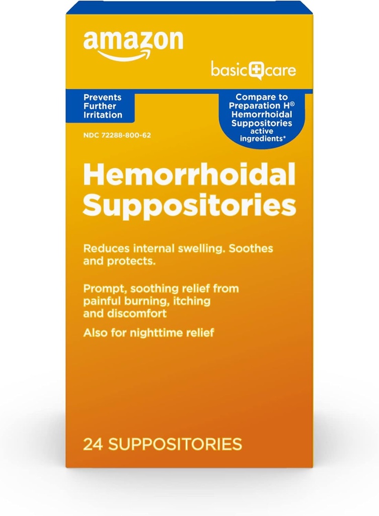 Cuidado básico Hemorrhoidal Suppositories, Alivio de Quemar, Comer y Descomfort de Hemorrhoids, 24 Conde