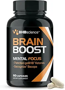 Suplemento de Booster de Cerebro para Focus - Nootropics validados clínicamente Suplemento de Apoyo Cerebral con Bacopa Monnieri Extracto " Patented goBHB for Cognitive Support - 3rd Party Tested (30 Servings)