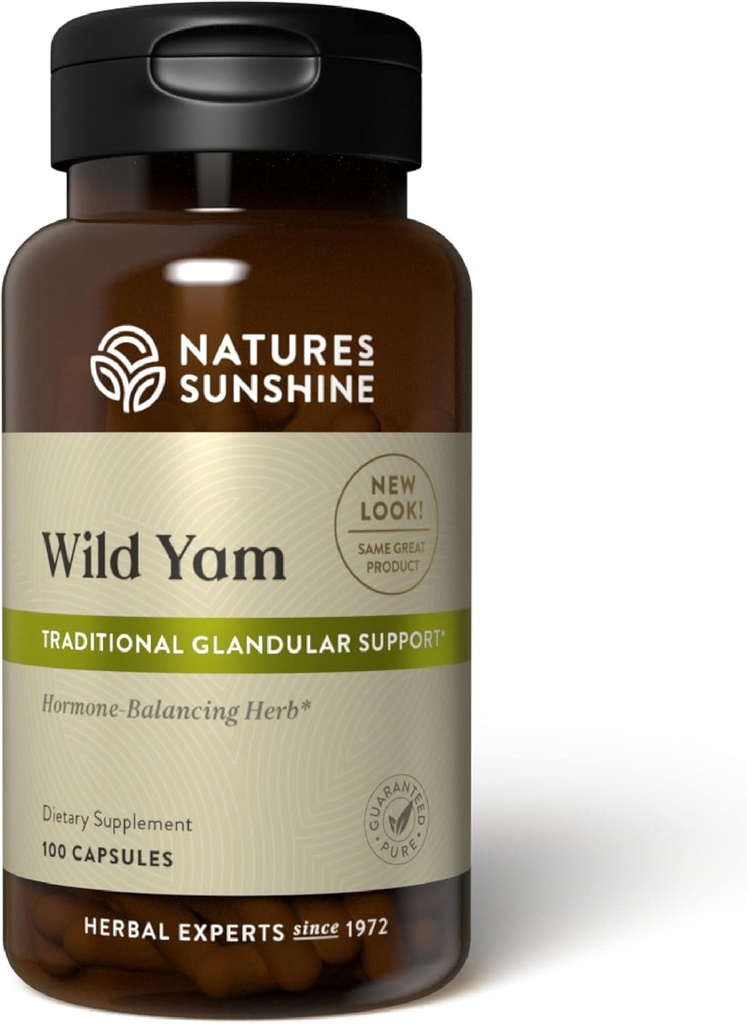 Sunshine Wild Yam, 100 cápsulas vivieron Apoya y Equilibra el Sistema Glandular femenino