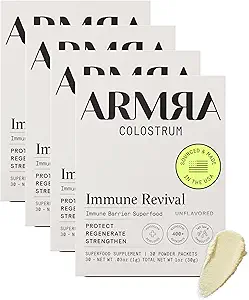 ARMRA ColostrumTM Premium Powder, Grass Fed, Gut Health Bloating Immunity Skin & Hair, Contains 400+ Bioactive Nutrients, Keto, Gluten & Fat Free (Unflavored Bundle tención 120 Servings)