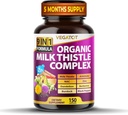 VEGATOT Organic Milk Thistle Complex 9 in 1 Formula - with Milk Thistle Artichoke NAC Zinc Dandelion Berberine Burdock Black Pepper (150 Conde (Pack of 1))