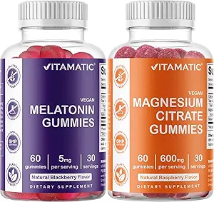 Vitamatic Magnesium Gummies &amp; Melatonin Gummies Combo - 60 Cuenta cada uno
