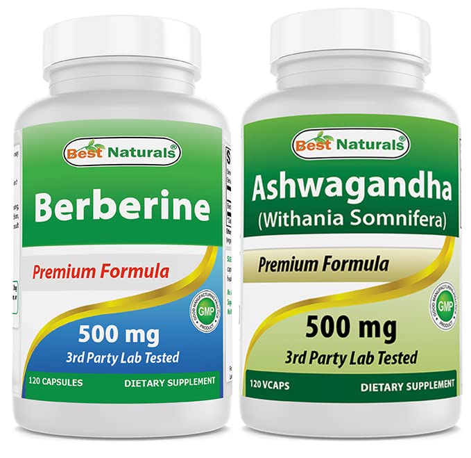Mejores Naturales Berberine 500mg &amp; Ashwagandha Extracto 500 Mg