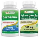 Mejores Naturales Berberine 500mg &amp; Ashwagandha Extracto 500 Mg