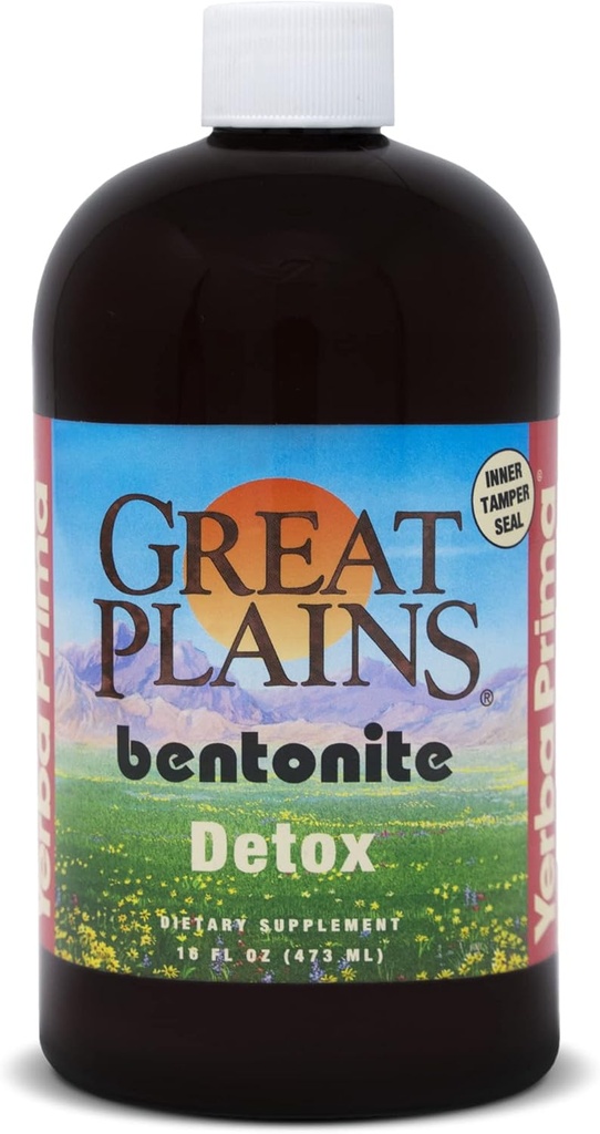 Yerba Prima Liquid Great Plains Bentonite Clay - from Ancient Volcanic Ash - Natural Mineral Supplement