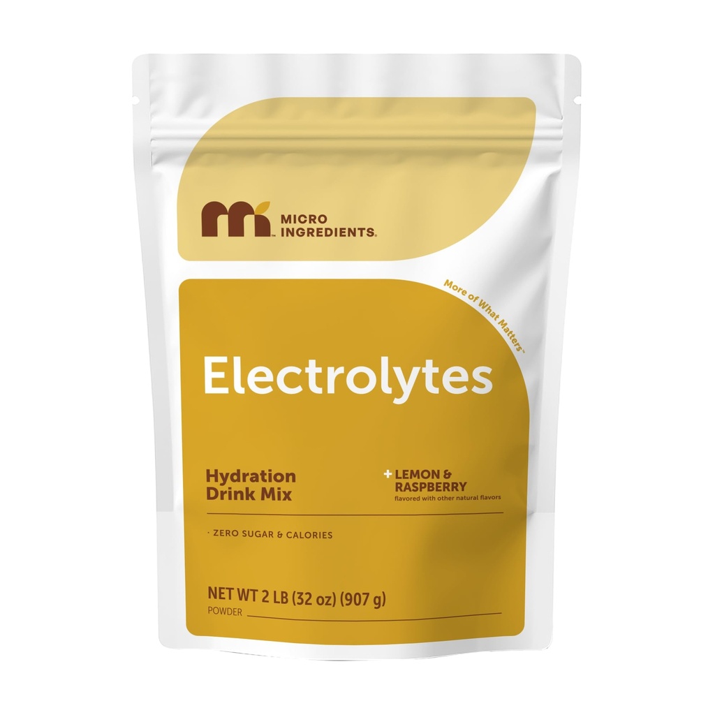 Micro Ingredientes Hidration Electrolyte Powder, 2 lb (139 Servings) Silencio Lemon Raspberry Flavor ← High Potassium (1,000mg) + Coconut Water & Real Lemon Juice Silencio No Sugar, Keto Friendly ← Non-GMO