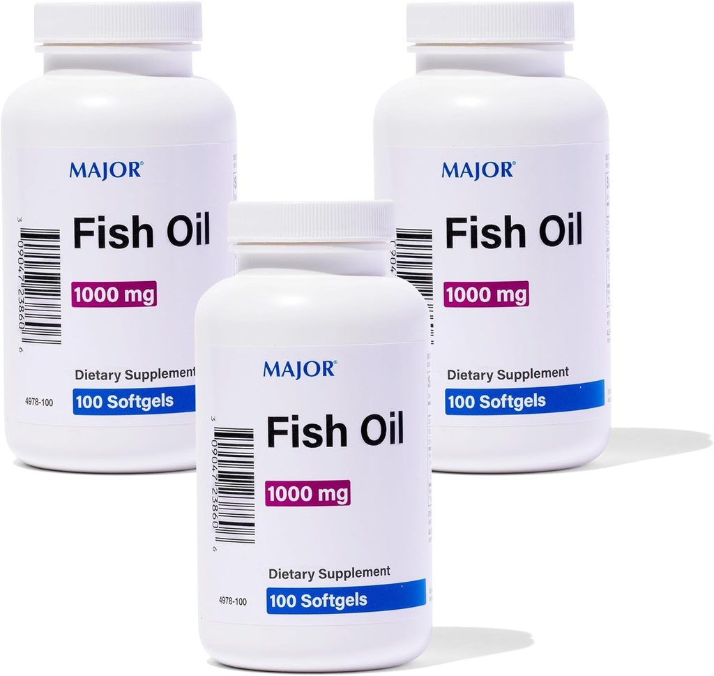 MAJOR Omega-3 Fish Oil - Fish Oil Suplemento 1000mg - 100 Softgels (3-Pack)