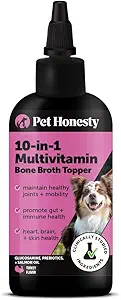 Suplemento multivitamínico de perros con aceite de salmón para perros - Alivio de Itch de alergia, Digestión, Skin &amp; Coat Health, Suplemento líquido - Hueso de tolva para perros Broth con Prebióticos (12 oz)