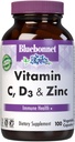 Bluebonnet Nutrition Vitamina C, D3 &amp; Zinc, para la función de salud y respiratoria inmunitaria*, libre de soja, libre de gluten, no GMO, certificado Kosher, libre de lácteos, 100 cápsulas vegetales, 100 piezas