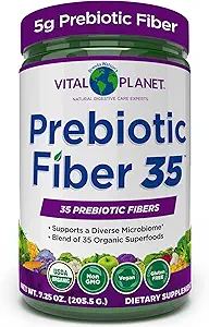 Planeta Vital - Fiber 35 Powder Suplemento de fibra diversa para el apoyo dietético y el estreñimiento ocasional con 35 fibras prebióticas y 35 superalimentos orgánicos para mantener la regularidad del intestino, 6.77 oz