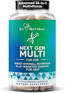 Siguiente Gen Multi para Él Suplemento Multivitamínico de Hombres Avanzados – 26-en-1 Multiblend para el Crecimiento del Pelo de la barba, la salud reproductiva de los hombres, el metabolismo, el corazón, la piel, el apoyo de la próstata, Más – 60 cápsulas de Veg