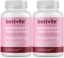 Benfotiamine 150mg / Alfa Lipoic Acid 300mg (240 cápsulas vegetarianas)(120x2) - No Stearates - Vegan - Gluten Gratis - Non GMO