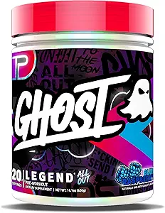 GHOST Legend All Out Pre-Workout Powder, Blue Raspberry - 20 Servings - Pre-Workout Suplemento para Hombres Mujer - Energía " Bombas - Caffeine, L-Citrulline, " Beta Alanine Blend - Sugar Free