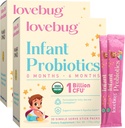 Probióticos para bebés de LOVEBUG 0-6 meses - USDA Probióticos orgánicos para bebés, soporta gas para bebés, cólicos, diarrea y alivio del estreñimiento de recién nacidos, alérgenos y azúcar libre, polvo sin sabor, 60 paquete