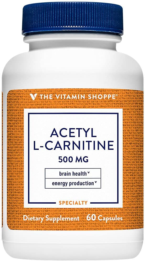 La vitamina Shoppe Acetyl-L-Carnitine 500mg – apoya la función sana del cerebro y la memoria, promueve la producción energética – CarnipureTM ofrece la forma más pura de L-Carnitina (60 cápsulas)