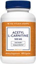 La vitamina Shoppe Acetyl-L-Carnitine 500mg – apoya la función sana del cerebro y la memoria, promueve la producción energética – CarnipureTM ofrece la forma más pura de L-Carnitina (60 cápsulas)