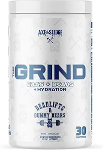 Axe &amp; Sledge The Grind Essential Amino Acids TENEAA &amp; BCAA Powder SilencioRecuperación muscular " Electrolytes for Hydration TEN Stimulant-Free, Vegan TEN 30 Servings, Deadlifts " Gummy Bears