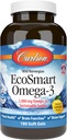 Carlson - EcoSmart Omega-3, 1000 mg Omega-3, Fuente Sostenible, Salud del Corazón, Función del cerebro &amp; Visión Apoyo, Lemon, 180 Softgels