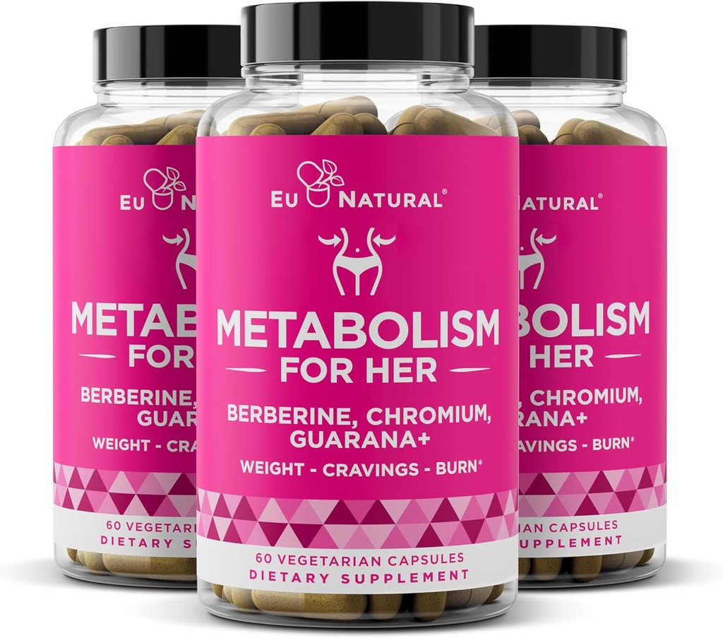 Metabolismo para su Bundle de 3 paquetes - Píldoras de pérdida de peso para las mujeres - Apetito Suppressant, Fat Burner, Metabolism Booster - Lucha contra los amortiguadores " Pérdida Belly Fat - Berberine, Chromium Picolinate " Guarana