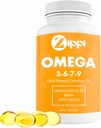Zippi Omega 3-6-7-9 Camelina Softgels - Planta base Omega 3-6-7-9 Fatty Acid Suplemento. Ayuda a apoyar la función cerebral, hepática, cardiovascular, inmunológica y conjunta