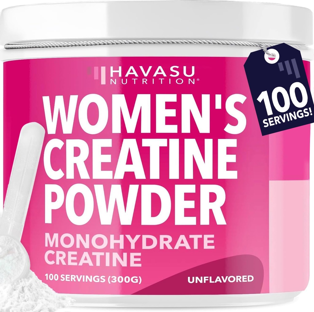 Creatina para Mujeres - Formulada para Mujeres - 3g Monohidrato de Creatina Micronizada Por Servir para Apoyar Energía, Masa del Musculo Leano y Claridad Mental - Desarrollado, Vegano, No GMO, 100 Servimientos