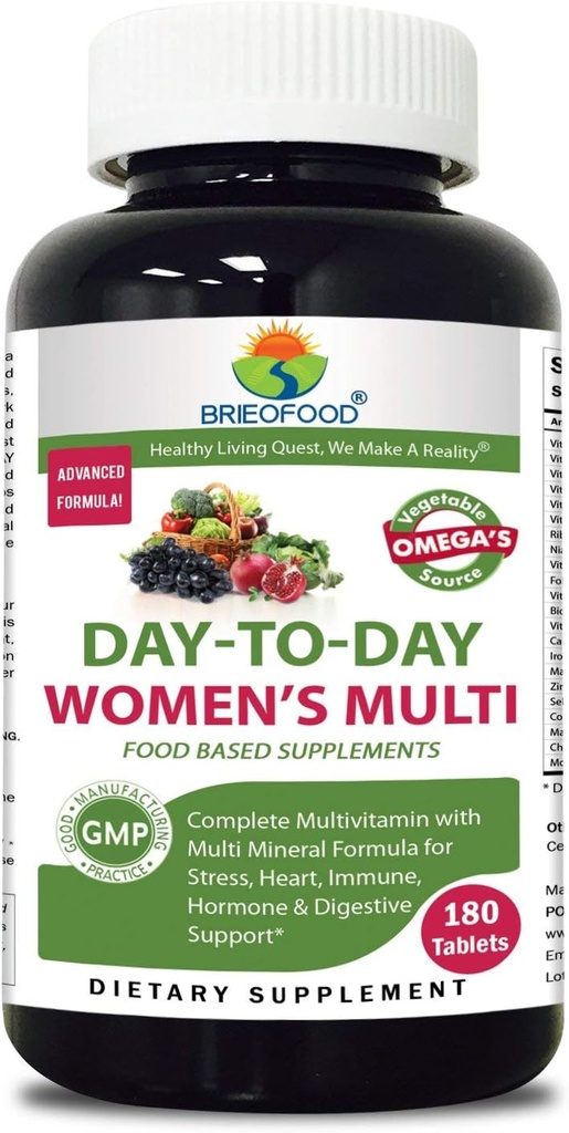 Briofood, Day-to-Day Food Based Women's Multi (180 Tablets) con Omegas de origen vegetal