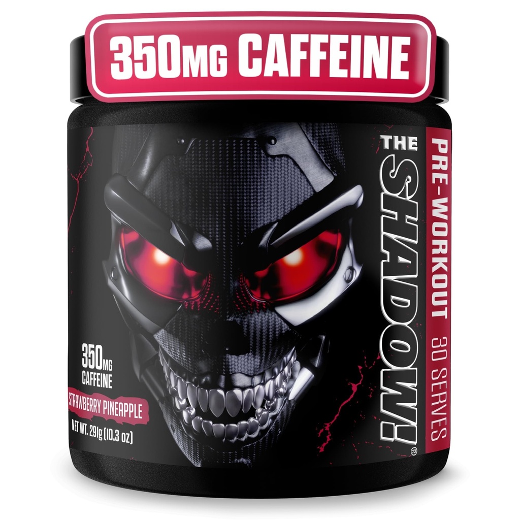 JNX SPORTS The Shadow! 350mg de Caffeine Hard Core Preworkout - Strawberry Pineapple 30 Servings  durable Electric Energy, Mental Focus " Superhuman Strength for Men &amp; Women