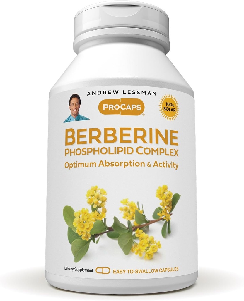 ANDREW LESSMAN Berberine Phospholipid Complex 30 Capsules - Barberry Root Extract. Cápsulas pequeñas fáciles de absorber