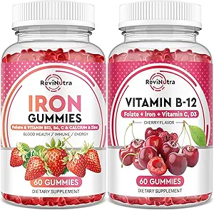 Iron Gummies Suplemento para Adultos &amp; Niños ← Vitamina B12 Gummies  durable Bundle