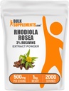 BulkSupplements.com Rhodiola Rosea Extract - 3% Rosavin, Rhodiola Extract - Rhodiola Root Extract, Rhodiola Suplemento - Vegan &amp; Gluten Free, 500 mg por Serving, 1kg (2,2 libras) (Pack de 1)