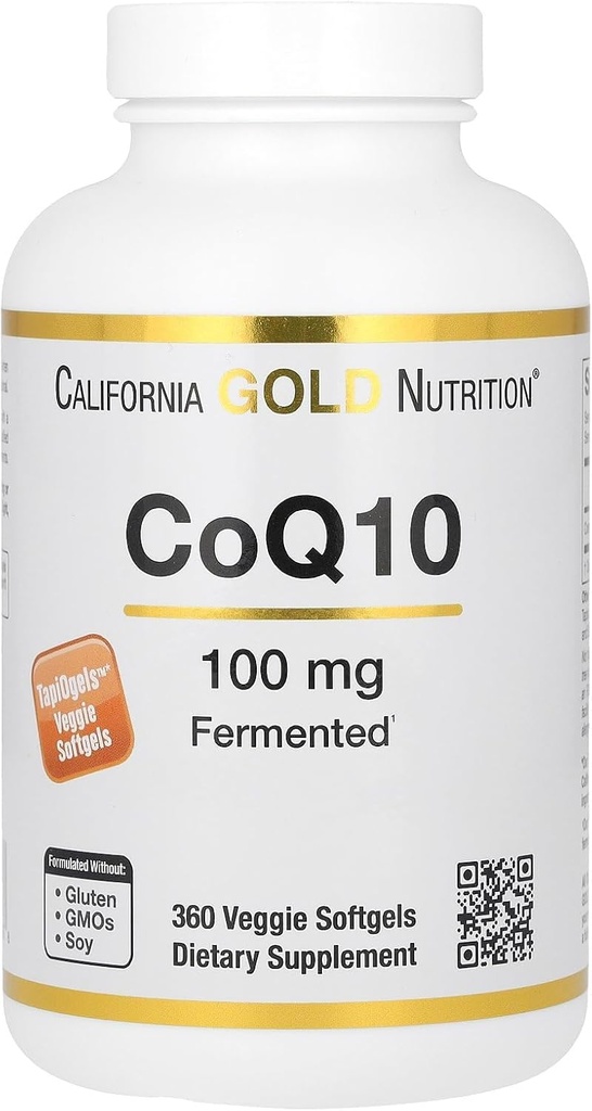 California Gold Nutrition CoQ10 100 mg, Coenzyme Q10 Ubiquinone USP, Supports Mitocondrial Function, 360 Veggie Softgels