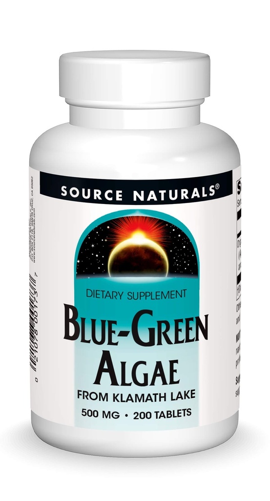 Fuente Naturales Algas Verdes Azules del Lago Klamath - Suplemento Superalimentos Algae, 500 mg - 200 Tablets