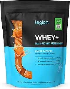 LEGION Whey+ Protein Whey Isolate from Grass Fed Cows - Whey Protein Isolate Powder Low Calorie, Non-GMO, Sugar Free, Lactose and Gluten Free, All Natural Protein Powder for Men &amp; Women, 30 Servings