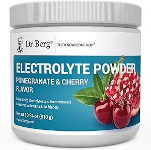 Dr. Berg Zero Sugar Hydration Keto Electrolyte Powder - Enhanced w/ 1000 mg of Potassium & Real Pink Himalayan Salt (NOT Table Salt) - Pomegranate and Cherry Hydration Drink Supplement - 50 Servings