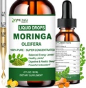 Pure Moringa Oleifera Liquid Drops, Orgánica Moringa Leaf Extract w. Turmeric, Black Pepper, Moringa Supplement for Energy Metabolism Immune Skin Joint & Gut, 6X Stronger Than Moringa Capsules Powder