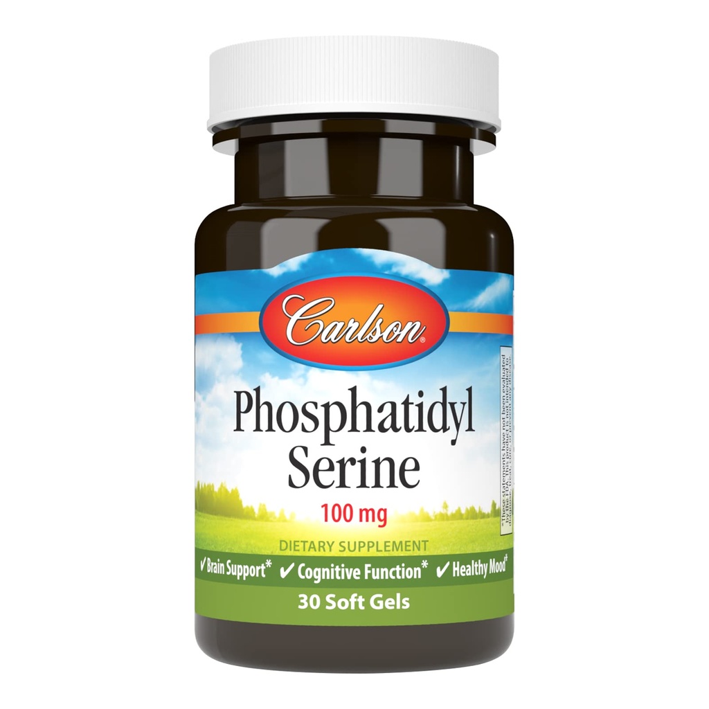 Carlson - Phosphatidyl Serine, 100 mg, Non-GMO, Función cerebral, 30 Softgels