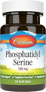 Carlson - Phosphatidyl Serine, 100 mg, Non-GMO, Función cerebral, 30 Softgels