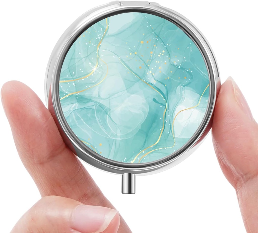 Mini Caja de Pill, Caja de Píldora Pequeña, Caja de Píldora Portátil, Cute Pill Organizer for Vitamins, Medications, Fish Oil and Supplements (Beautiful Marble)