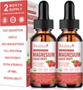 gota líquida Glycinate de magnesio - Triple Absorción Suplemento de soporte Nervios, sueño, calma, corazón, músculos * -Sugar-libre con potasio, L-Theanine, Moss de mar, vitamina B,C,D3, K2-2Pack