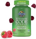 Garden of Life Código de vitaminas Gummies de magnesio de calcio con D3 " K2, soporta la salud ósea " fuerza ósea + prebióticos " Probióticos para soporte digestivo, no GMO, libre de gluten, 60 gomas de arándano