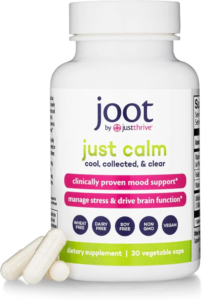 Just Thrive - Just Calm - Cortisol Manager - Calming, Memory y Mood Support Suplemento - Vegan, 30 cápsulas de calma
