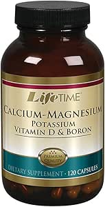 LIFETIME Calcium Magnesium Potassium, Vitamina D &amp; Boron TENIDO Soporte Bone &amp; Muscle Health TEN Easy Absorption TEN 120 Capsules, 30 Servimientos