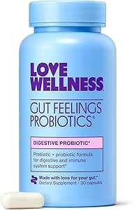 Love Wellness Gut Feelings Probiótico ← Gut Health for Women, Digestion Relief &amp; Immune Support Supplement ← Womens Probiótico para Gas Relief Silencio 3 Billion CFU ← Seguro Prebiótico y Postbiótico 30 Cuenta