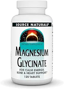 Fuente Naturales Magnesium Glycinate, Chelated for high Absorption  durable for Calm Energy, Bone & Heart Support*, 200 mg por Serving - 120 Tablets
