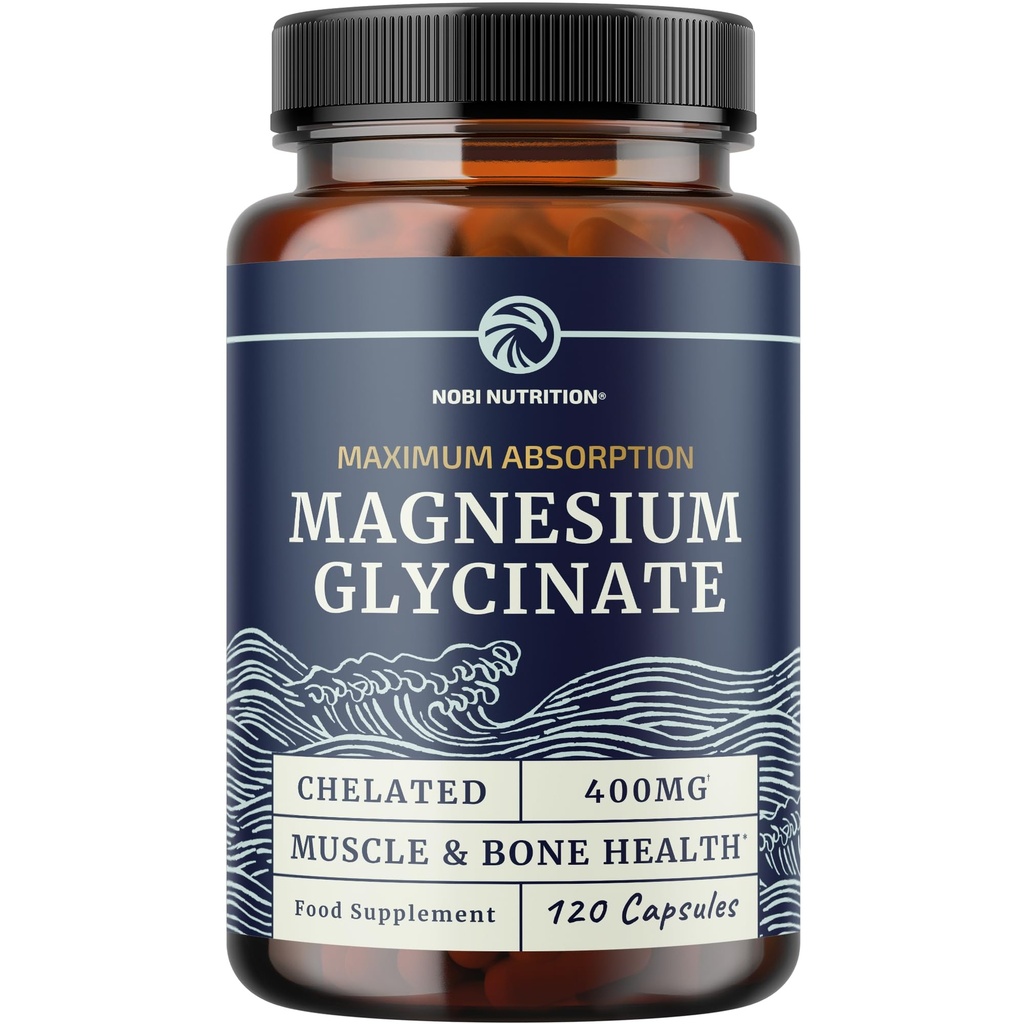 Magnesium Glycinate 400mg ← High Absorption Formula for Sleep, Calm, Muscle Relaxation, Heart, Bone & Nerve Support for Women ' Men ← Chelated Magnesium Glycinate Supplement tención 120 Ct (2 Month Supply)