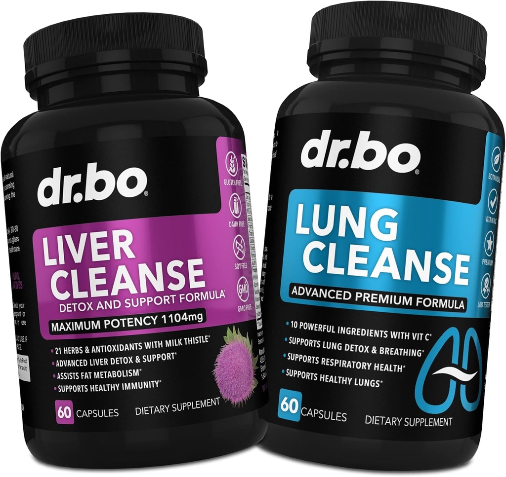 Dr. BO Liver Cleanse " Lung Support Pills - Fórmulas Herbal Cleanser para apoyar el hígado " Lung Health