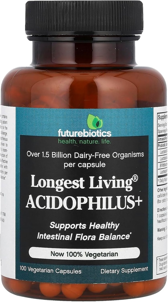 Futurobióticos más largos Acidophilus Plus Capsules, 100-Count
